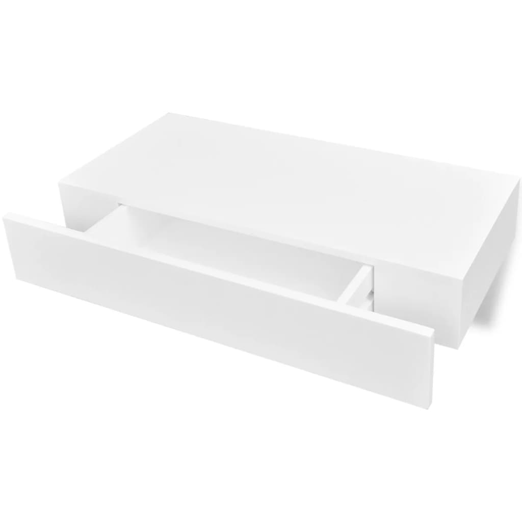 Mensola per Pareti con Cassetto Bianco MDF per Libri/DVD - homemem39