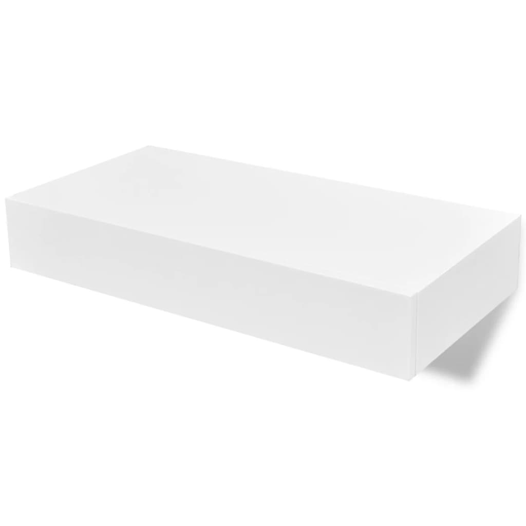 Mensola per Pareti con Cassetto Bianco MDF per Libri/DVD - homemem39