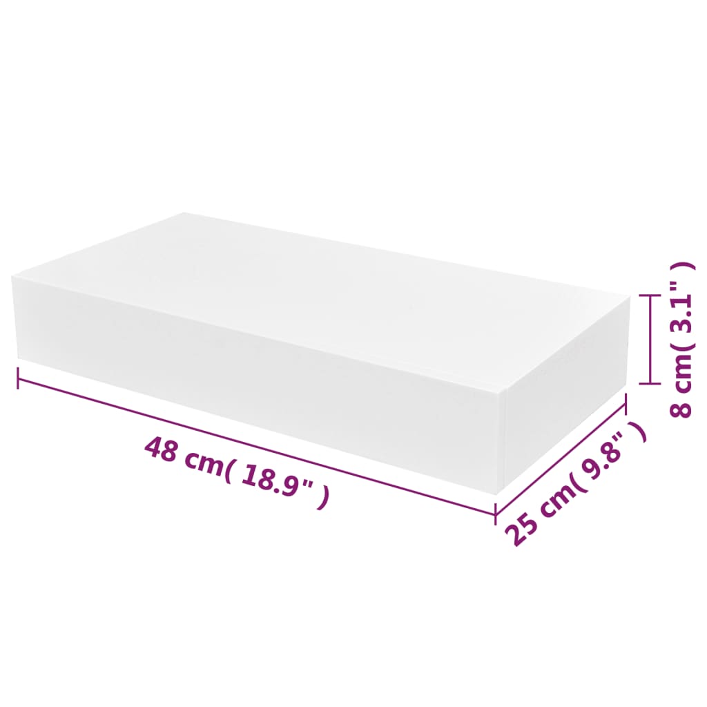 Mensola per Pareti con Cassetto Bianco MDF per Libri/DVD - homemem39