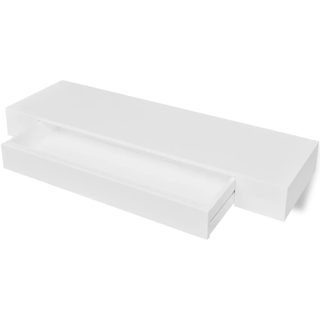 Mensola per Pareti con Cassetto Bianco MDF per Libri/DVD - homemem39