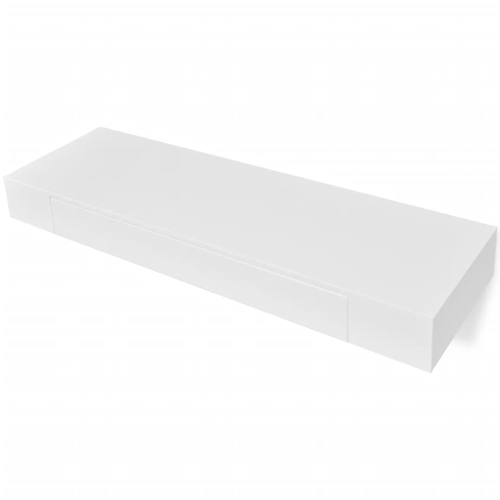 Mensola per Pareti con Cassetto Bianco MDF per Libri/DVD - homemem39