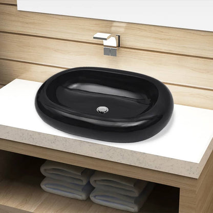 Lavandino da bagno in ceramica ovale nero - homemem39