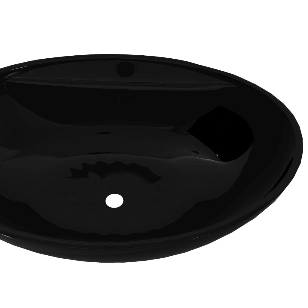 Lavandino per bagno in Ceramica nera ovale con Foro di trabocco - homemem39
