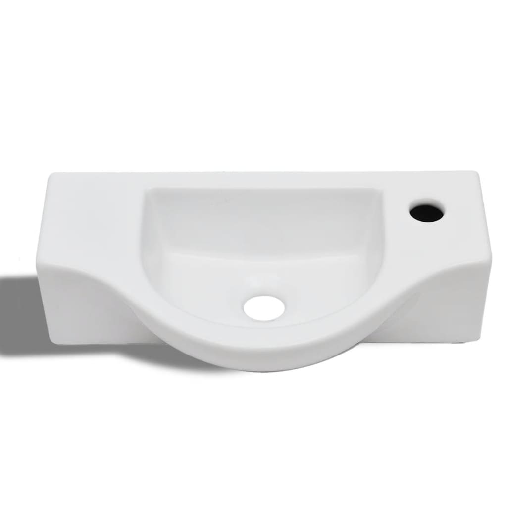 Lavandino Bagno in Ceramica con Foro per Rubinetto Bianco - homemem39