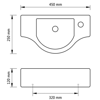 Lavandino Bagno in Ceramica con Foro per Rubinetto Bianco - homemem39