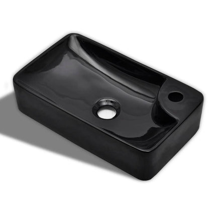 Lavandino Bagno in Ceramica Nera con Foro per Rubinetto - homemem39