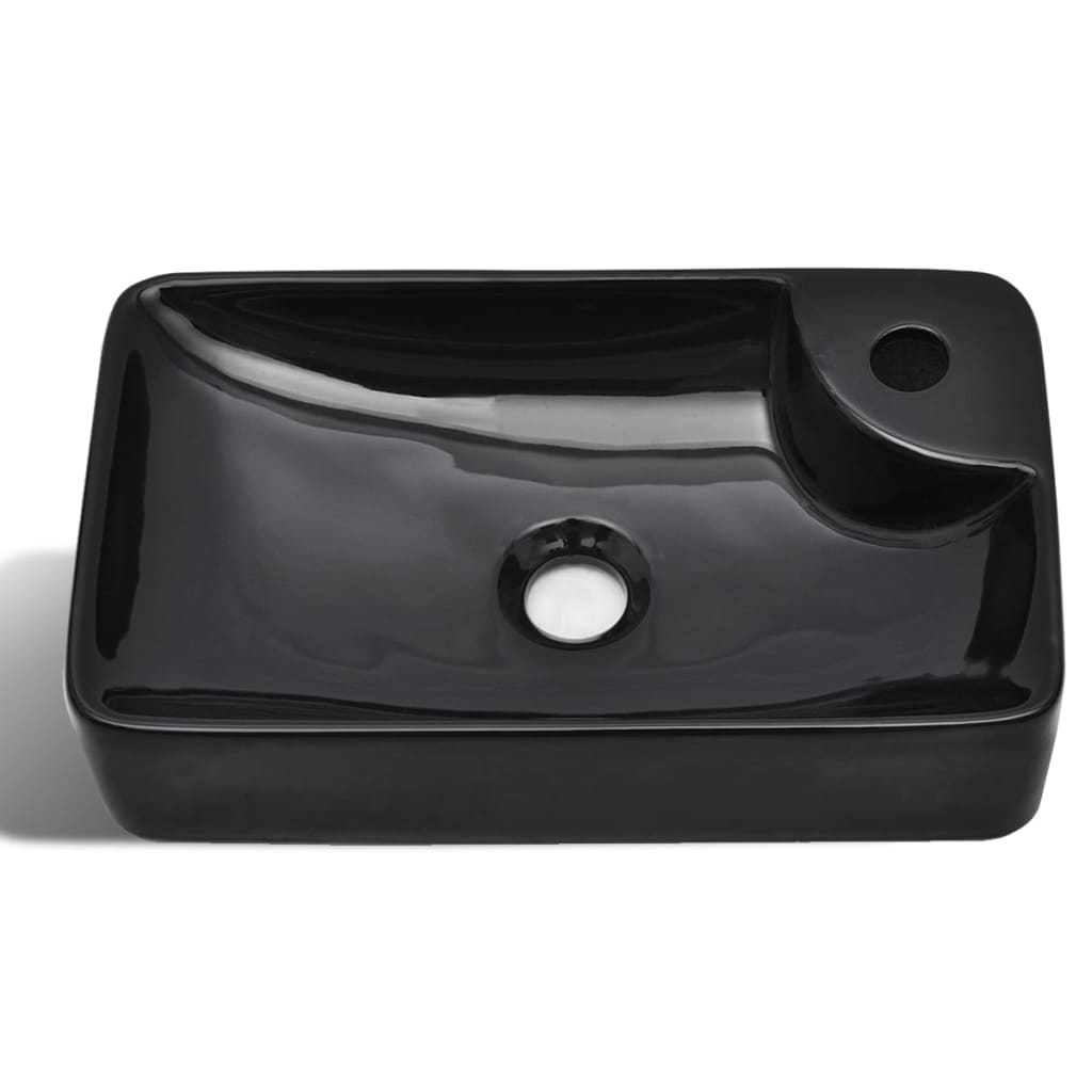 Lavandino Bagno in Ceramica Nera con Foro per Rubinetto - homemem39