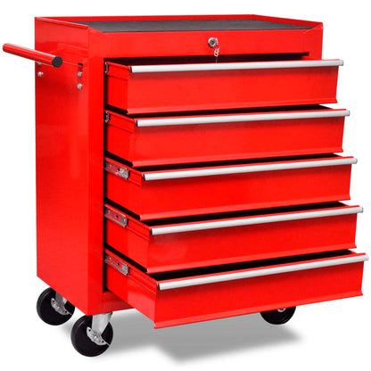 Carrello Portautensili con 5 Cassetti Rosso per Garage - homemem39