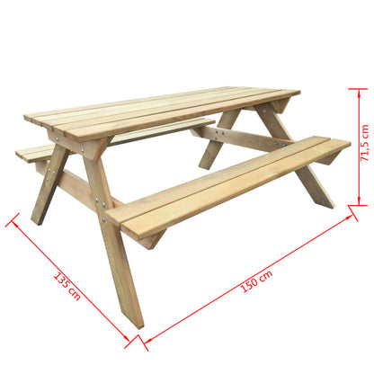 Tavolo da Picnic 150x135x71,5 cm in Legno - homemem39