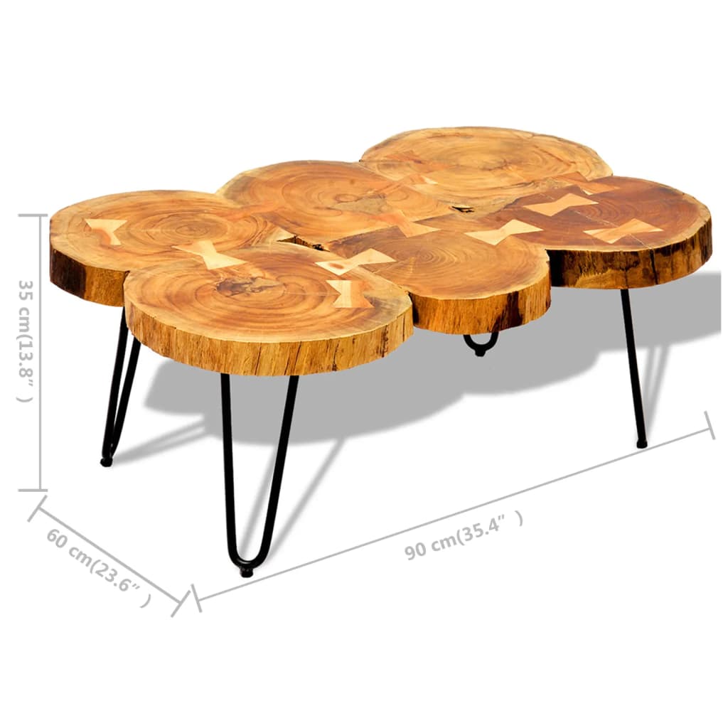 Tavolino da Caffè 35 cm 6 Tronchi in Legno Massello di Sheesham - homemem39
