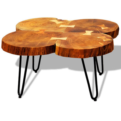 Tavolino da Caffè 35 cm 4 Tronchi in Legno Massello di Sheesham - homemem39