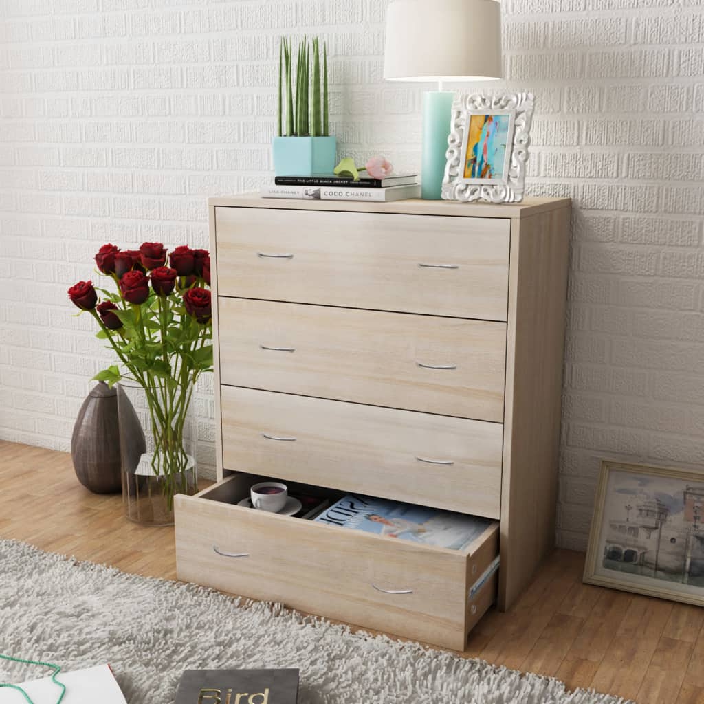 Credenza con 4 Cassetti 60x30,5x71 cm Colore Rovere - homemem39