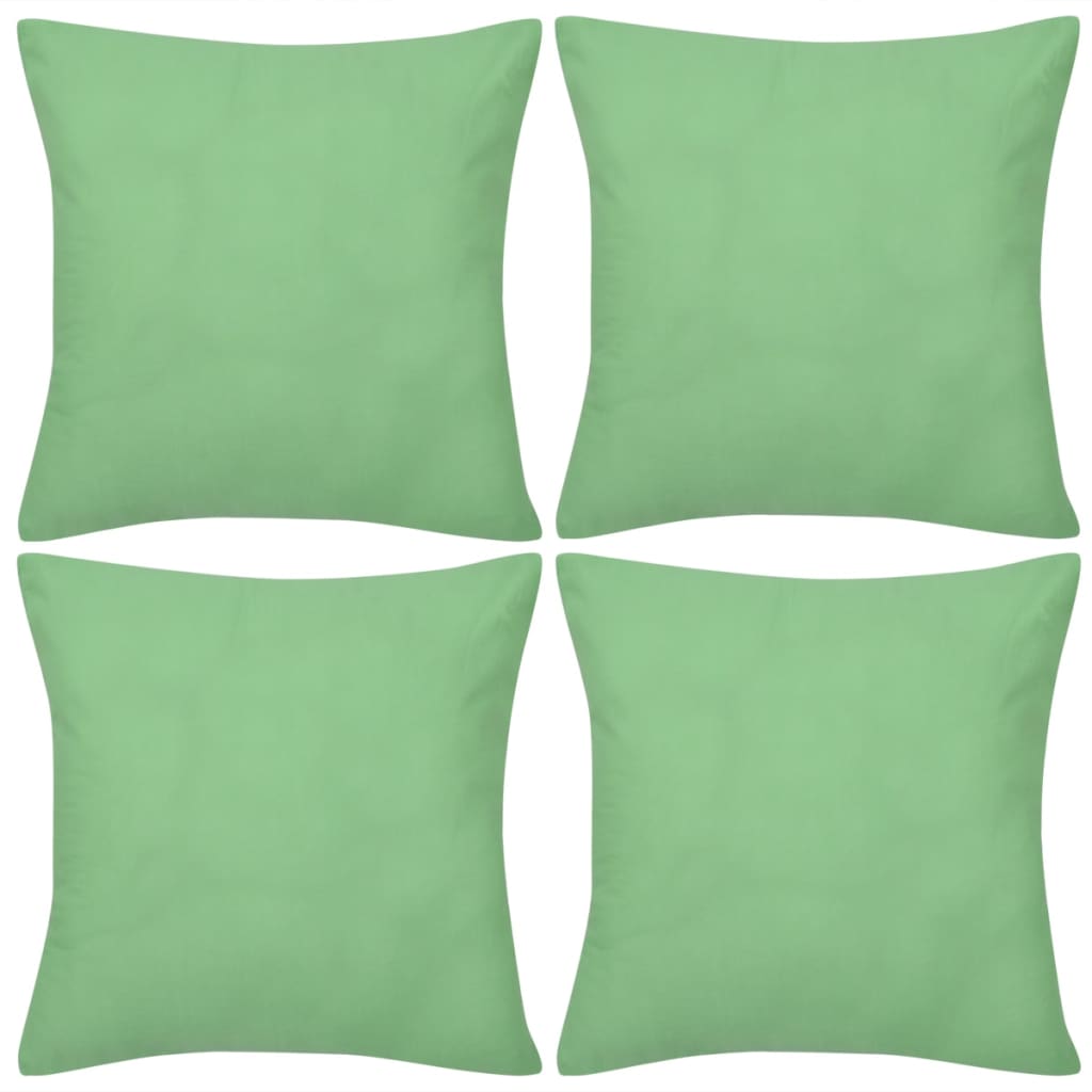 Federe 4 pz per Cuscini in Cotone Verde Mela 40 x 40 cm - homemem39