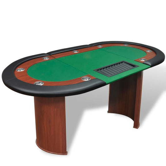 Tavolo Poker 10 Giocatori Postazione Dealer Vassoio Chip Verde - homemem39