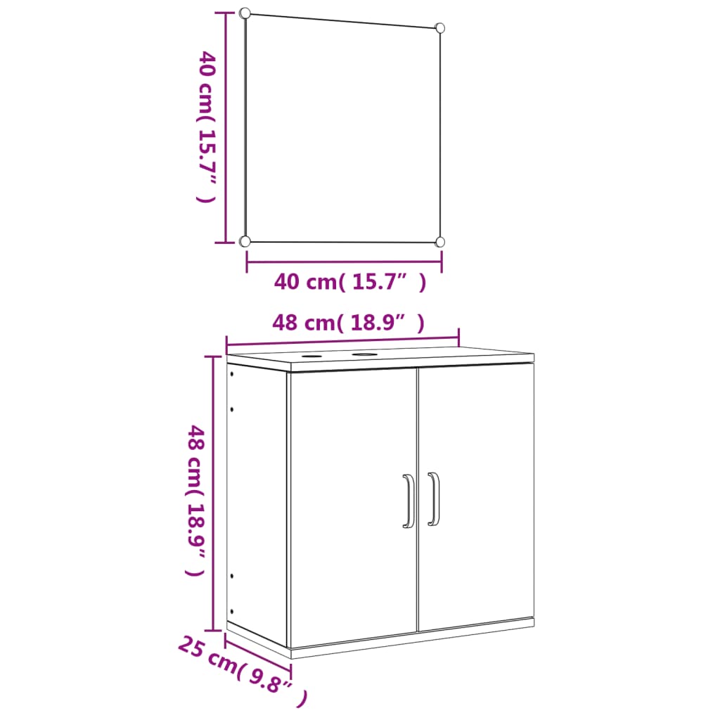 vidaXL Set Mobili da Bagno 2 pz Nero in Legno Multistrato - homemem39