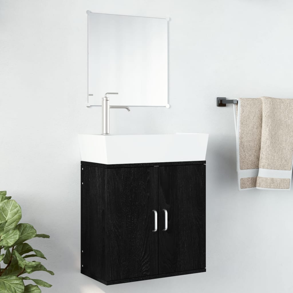 vidaXL Set Mobili da Bagno 2 pz Nero in Legno Multistrato - homemem39