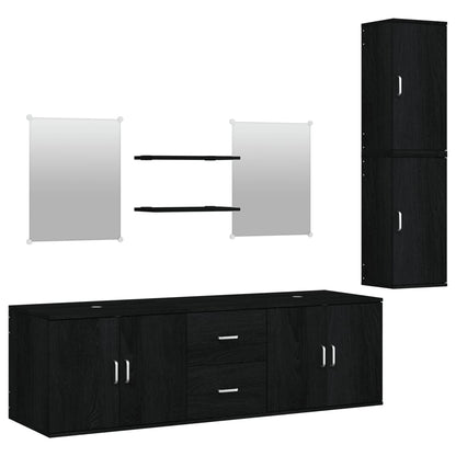 vidaXL Set Mobili da Bagno 7 pz Nero in Legno Multistrato - homemem39