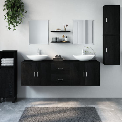 vidaXL Set Mobili da Bagno 7 pz Nero in Legno Multistrato - homemem39