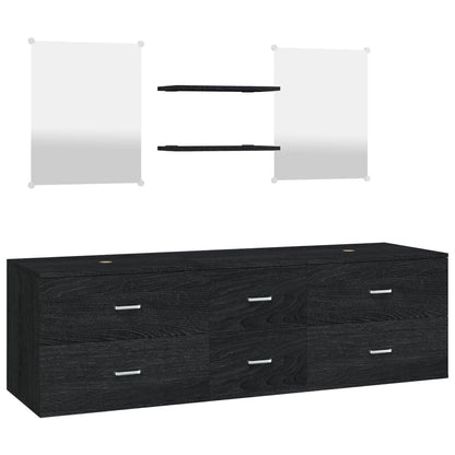 vidaXL Set Mobili da Bagno 5 pz Nero in Legno Multistrato - homemem39