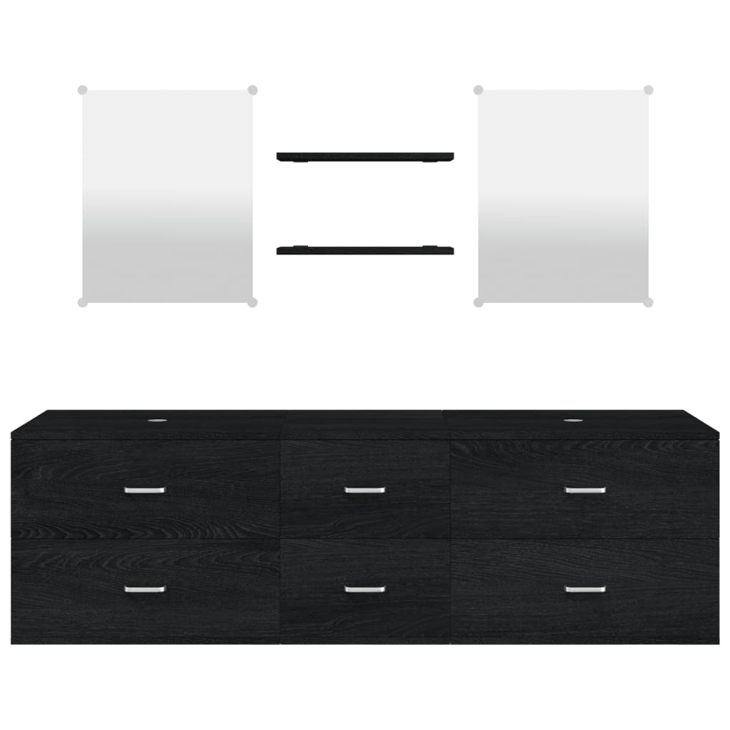 vidaXL Set Mobili da Bagno 5 pz Nero in Legno Multistrato - homemem39