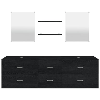 vidaXL Set Mobili da Bagno 5 pz Nero in Legno Multistrato - homemem39