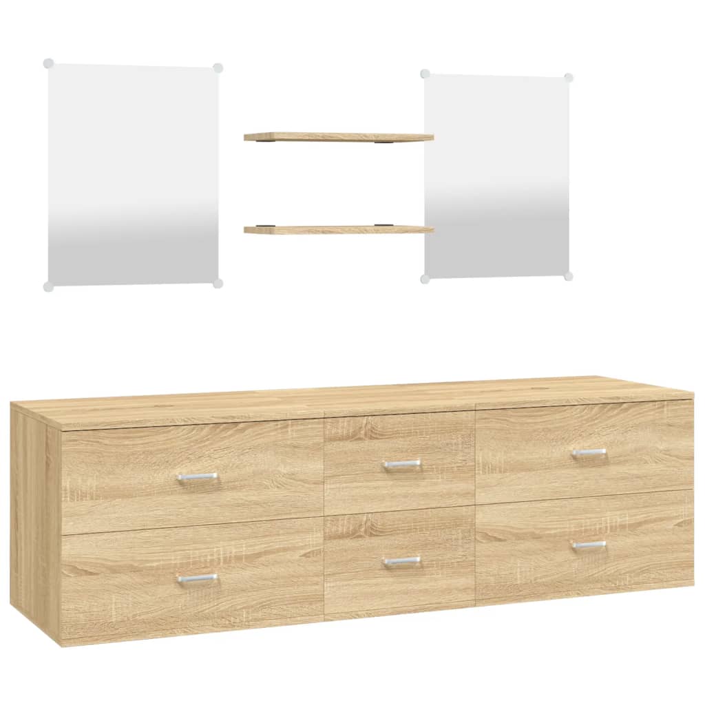 vidaXL Set Mobili da Bagno 5 pz Rovere in Legno Multistrato - homemem39