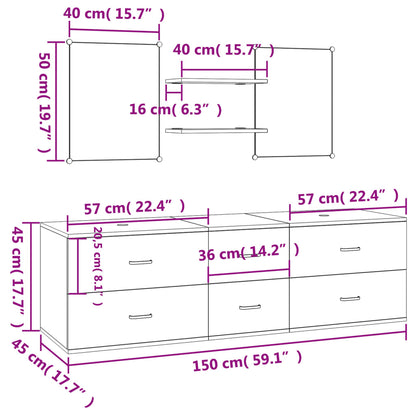 vidaXL Set Mobili da Bagno 5 pz Rovere in Legno Multistrato - homemem39