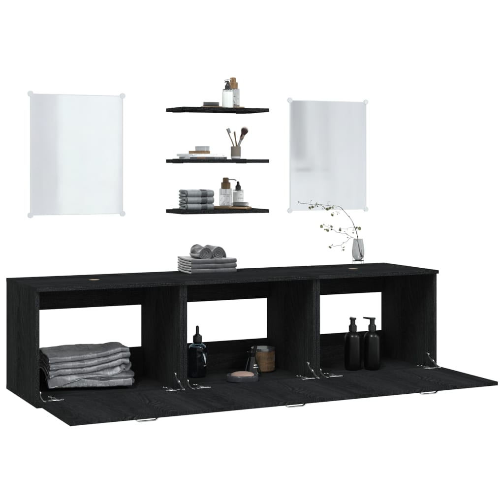 vidaXL Set Mobili da Bagno 6 pz Nero in Legno Multistrato - homemem39