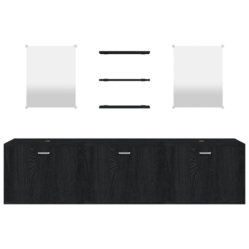 vidaXL Set Mobili da Bagno 6 pz Nero in Legno Multistrato - homemem39