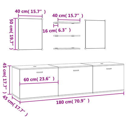 vidaXL Set Mobili da Bagno 6 pz Nero in Legno Multistrato - homemem39