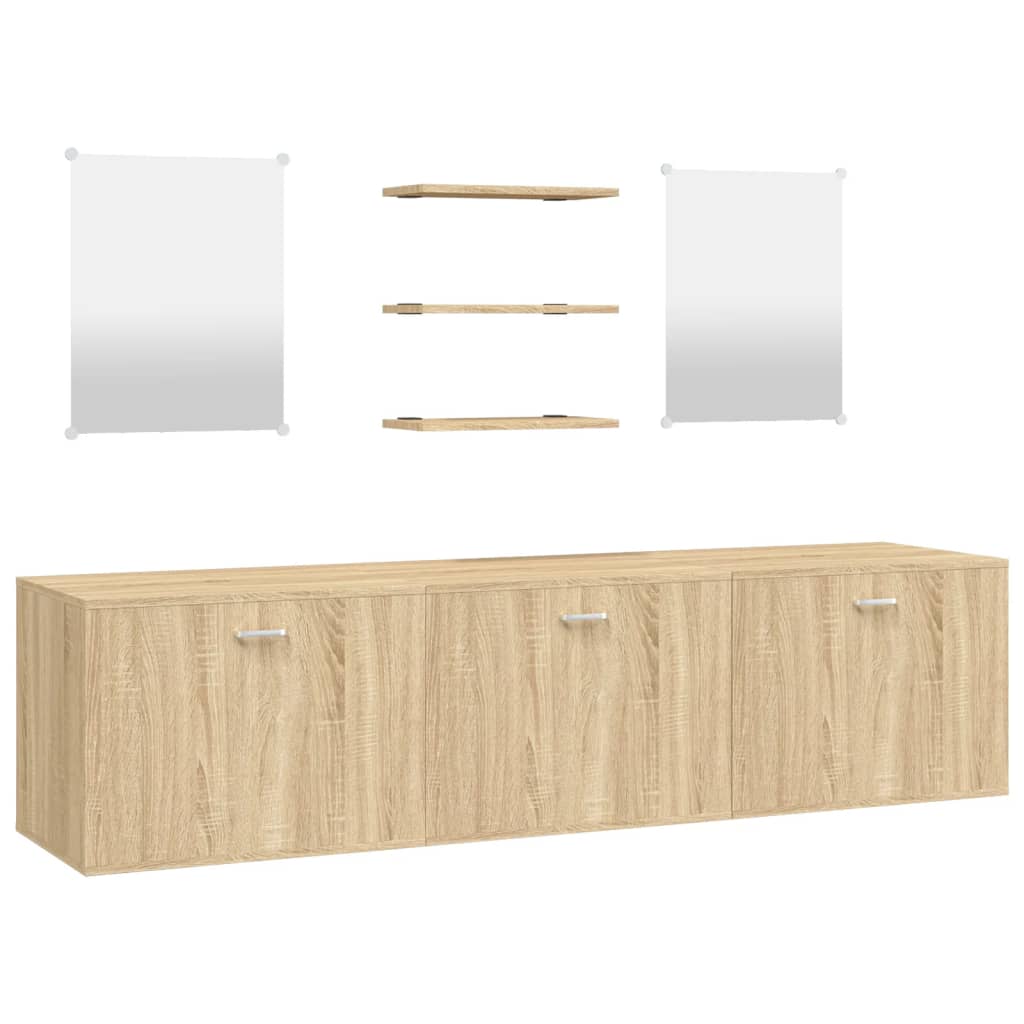 vidaXL Set Mobili da Bagno 6 pz Rovere in Legno Multistrato - homemem39