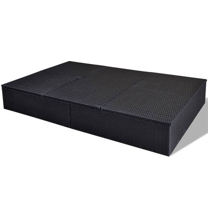 Lettino Prendisole Doppio con Cuscino in Polyrattan Nero - homemem39