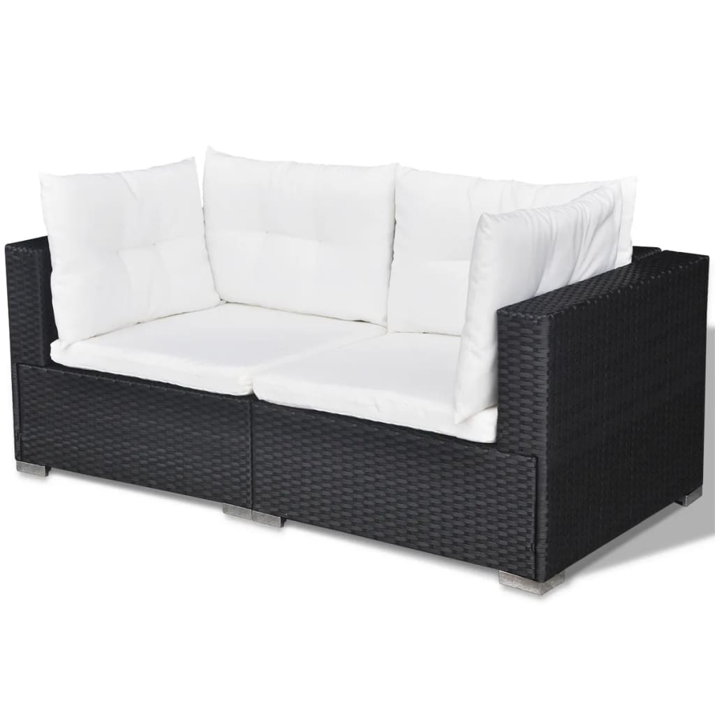 Set Divani da Giardino 5 pz con Cuscini in Polyrattan Nero - homemem39