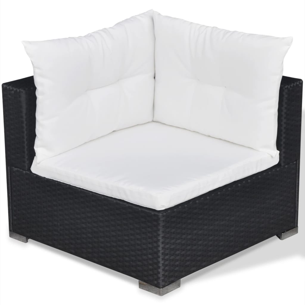 Set Divani da Giardino 5 pz con Cuscini in Polyrattan Nero - homemem39