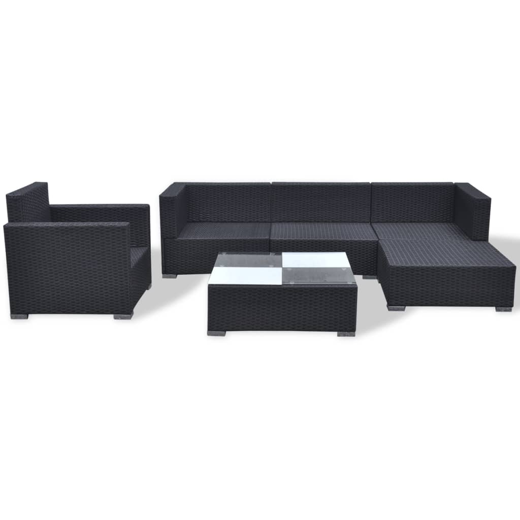 Set Divani da Giardino 6 pz con Cuscini in Polyrattan Nero - homemem39