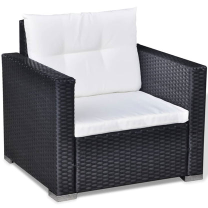 Set Divani da Giardino 6 pz con Cuscini in Polyrattan Nero - homemem39