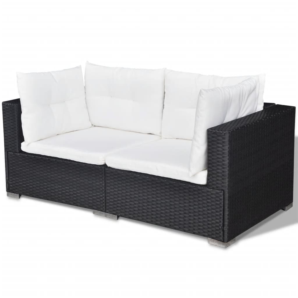 Set Divani da Giardino 6 pz con Cuscini in Polyrattan Nero - homemem39