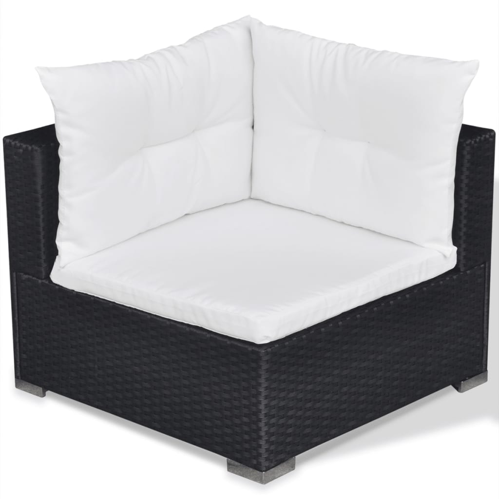 Set Divani da Giardino 6 pz con Cuscini in Polyrattan Nero - homemem39