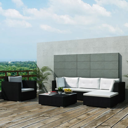 Set Divani da Giardino 6 pz con Cuscini in Polyrattan Nero - homemem39