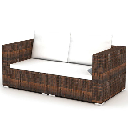 Set Divani da Giardino 10 pz con Cuscini in Polyrattan Marrone - homemem39