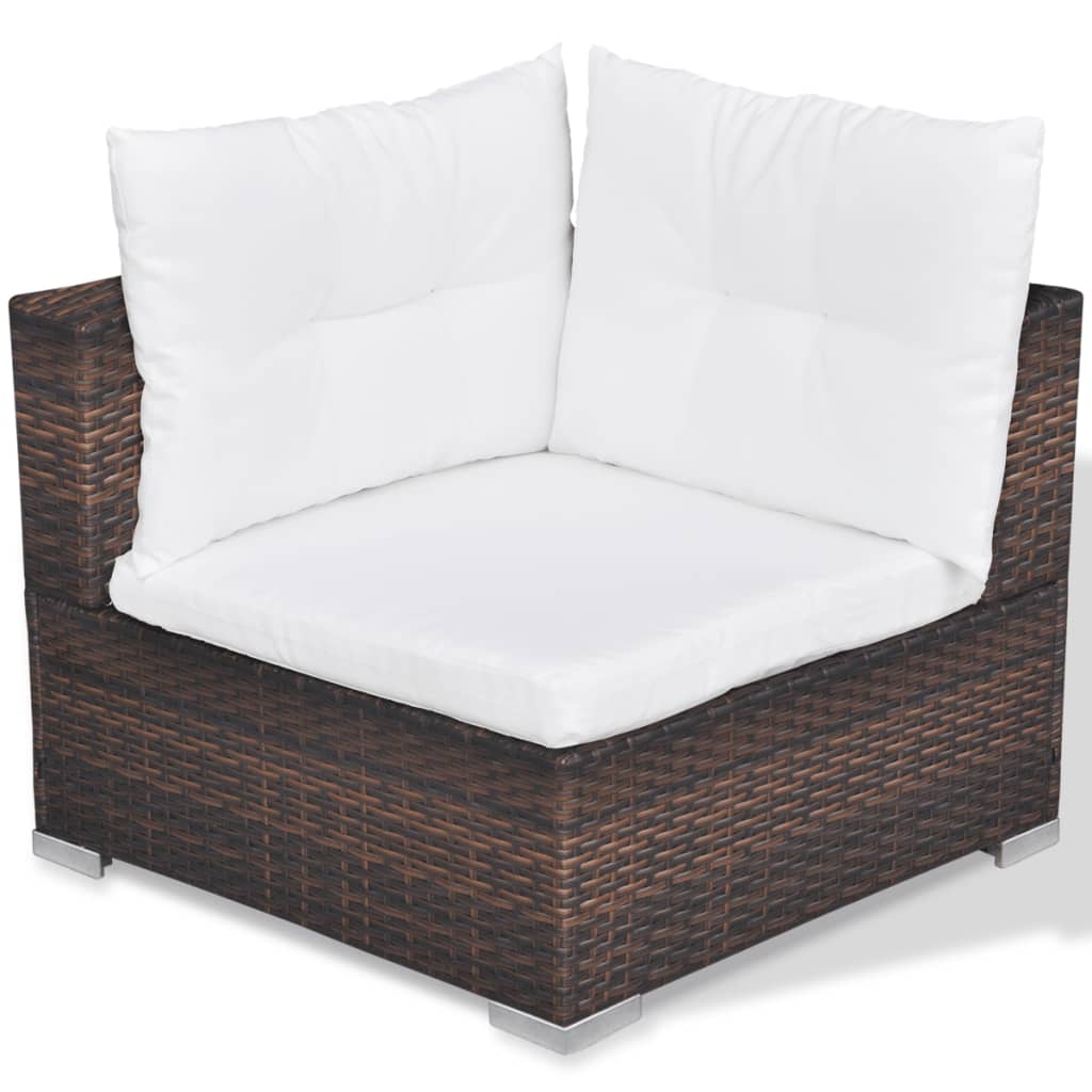 Set Divani da Giardino 10 pz con Cuscini in Polyrattan Marrone - homemem39