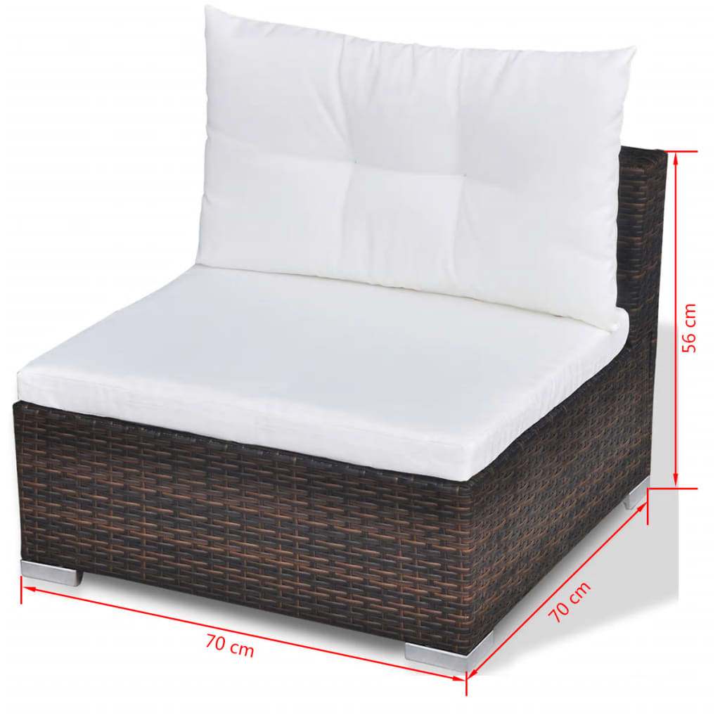 Set Divani da Giardino 10 pz con Cuscini in Polyrattan Marrone - homemem39