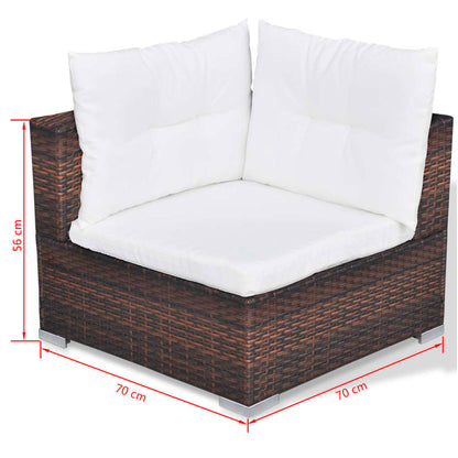 Set Divani da Giardino 10 pz con Cuscini in Polyrattan Marrone - homemem39