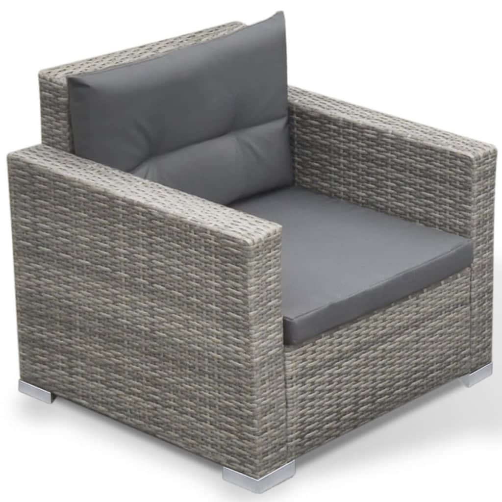 Set Divani da Giardino 6 pz con Cuscini in Polyrattan Grigio - homemem39