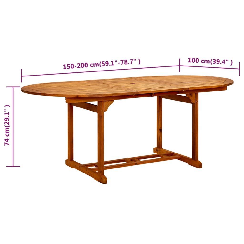 Tavolo da Giardino 200x100x75 cm in Legno di Acacia - homemem39