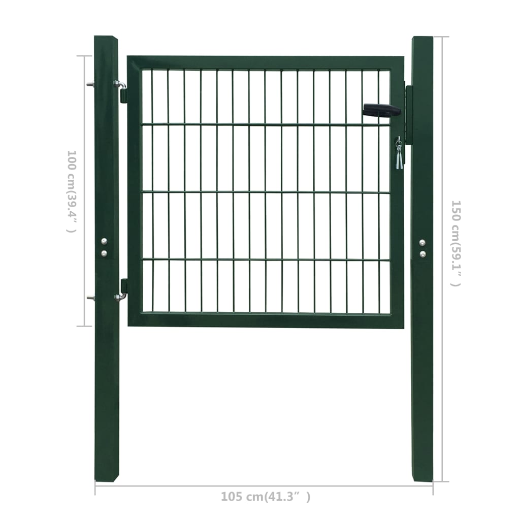 Cancello per Recinzione in Acciaio Verde 105x150 cm - homemem39