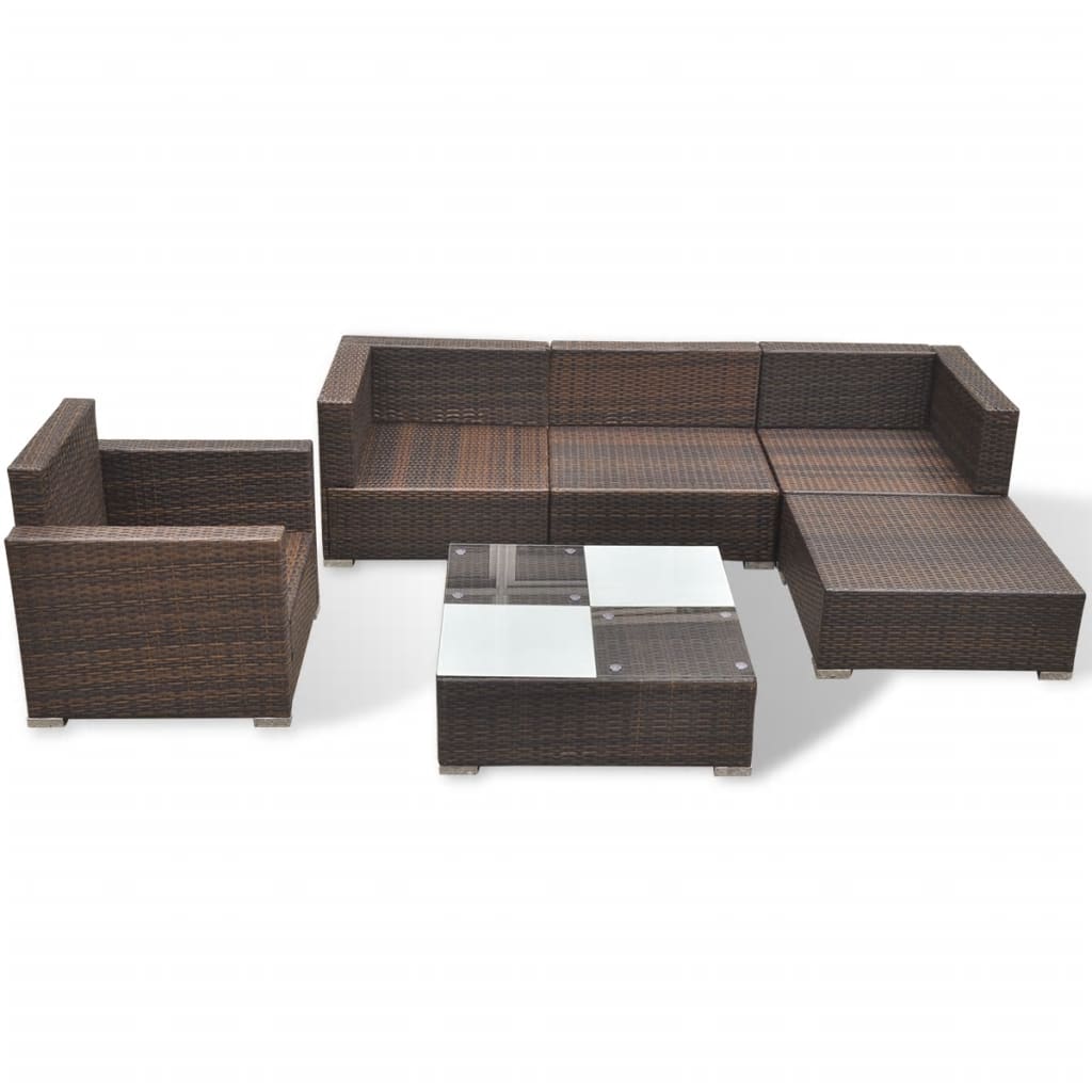 Set Divani da Giardino 6 pz con Cuscini in Polyrattan Marrone - homemem39