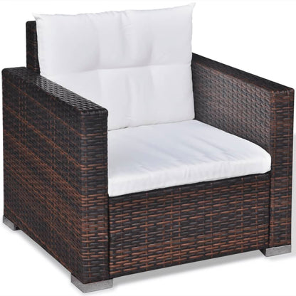 Set Divani da Giardino 6 pz con Cuscini in Polyrattan Marrone - homemem39