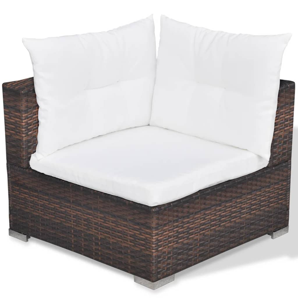 Set Divani da Giardino 6 pz con Cuscini in Polyrattan Marrone - homemem39