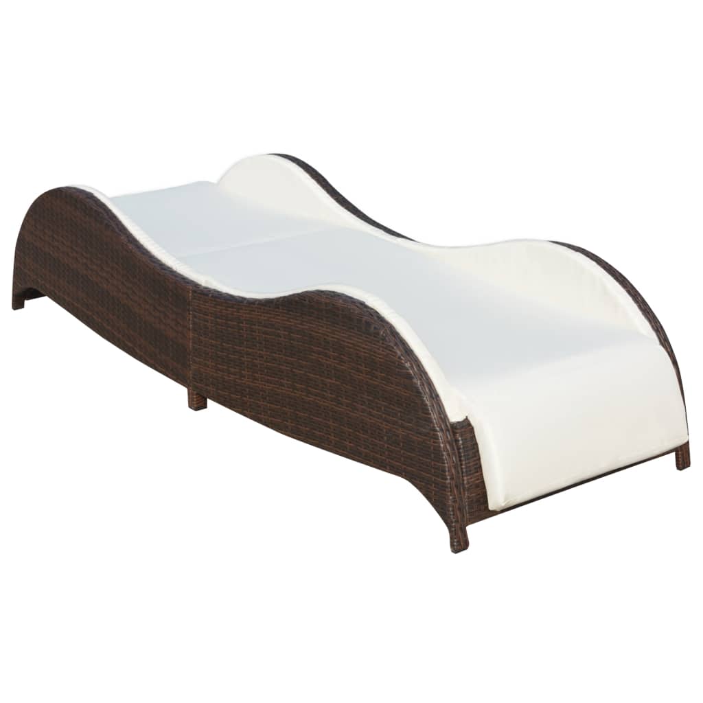 Lettino Prendisole con Cuscino in Polyrattan Marrone - homemem39